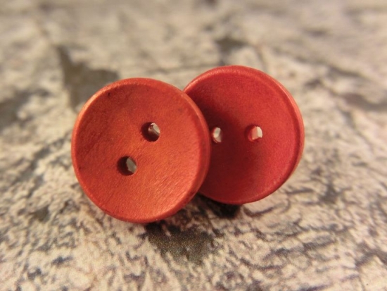 Rustikale Natur Holz Knopf Ohrstecker Button Roh orange